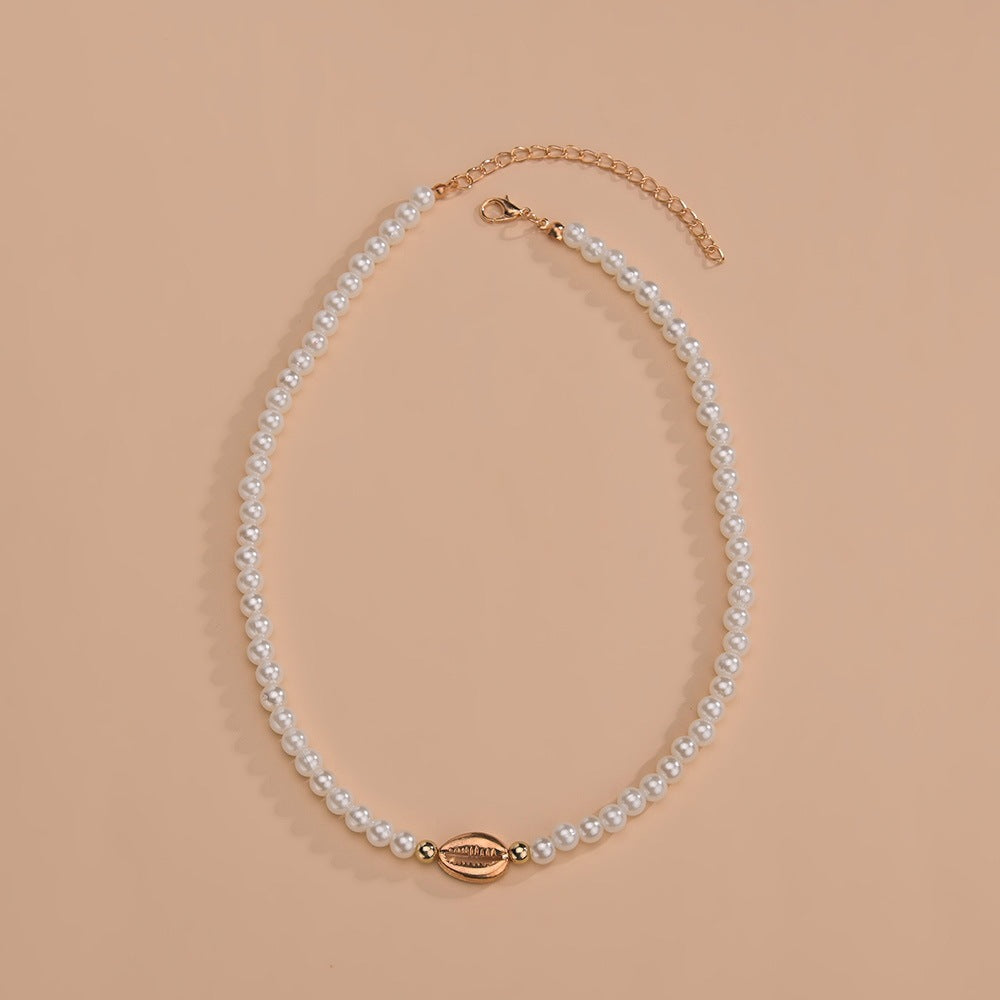 Shell Shape Pearl Choker Necklaces