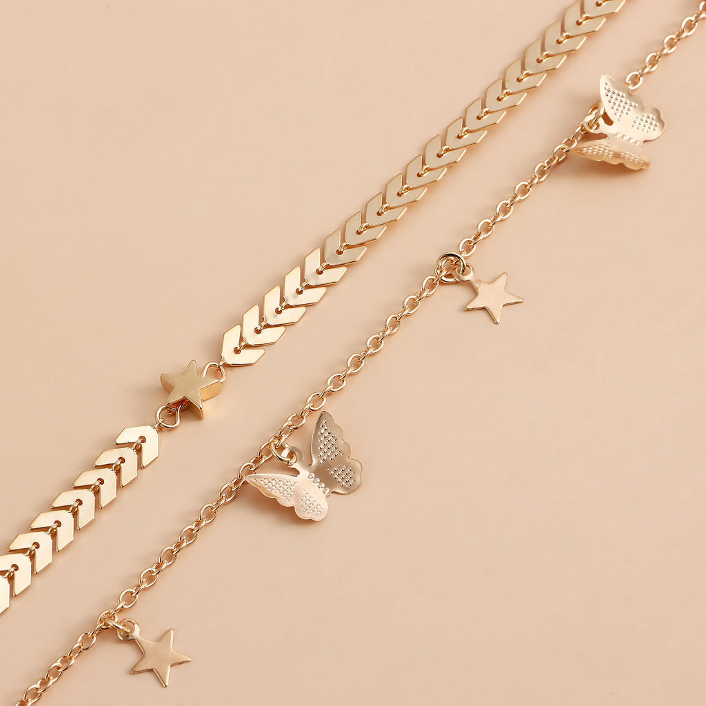 Multi-Layer Butterfly Pendant Necklace