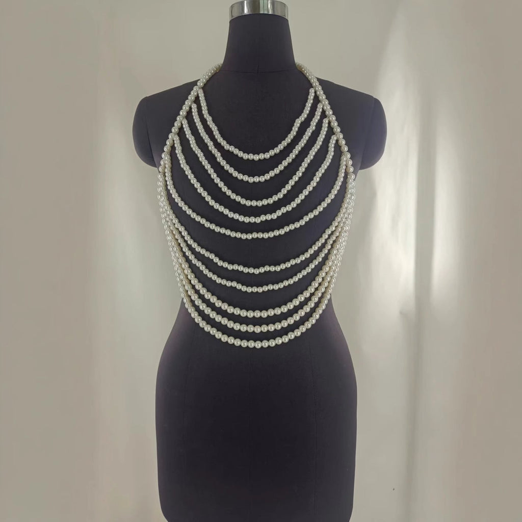 Multi-tassel Pearl Chest Body Chain Sexy Bikinis Waist Chain