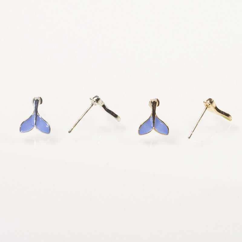 Enamel Mermaid stud earrings set