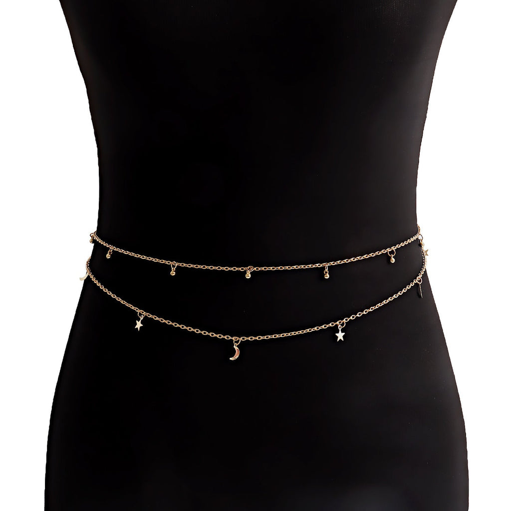 Beach Fashion Belly Chain Moon Body Jewelry Star Tassel Waist Chains