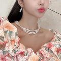 Retro Multilayered Glass Pearl Necklace