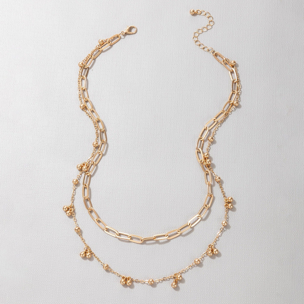 Layer Chain Bead Pendant Necklace