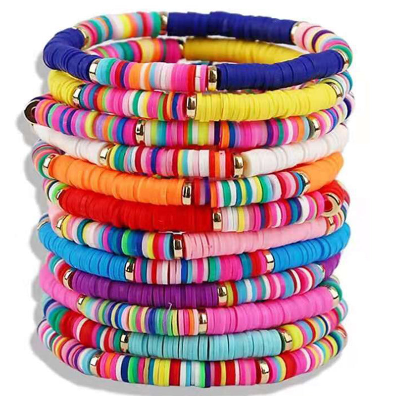 Polymer Clay Beads Bracelet Multicolor