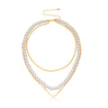 Layer Pearl Chain Choker Necklace Vintage