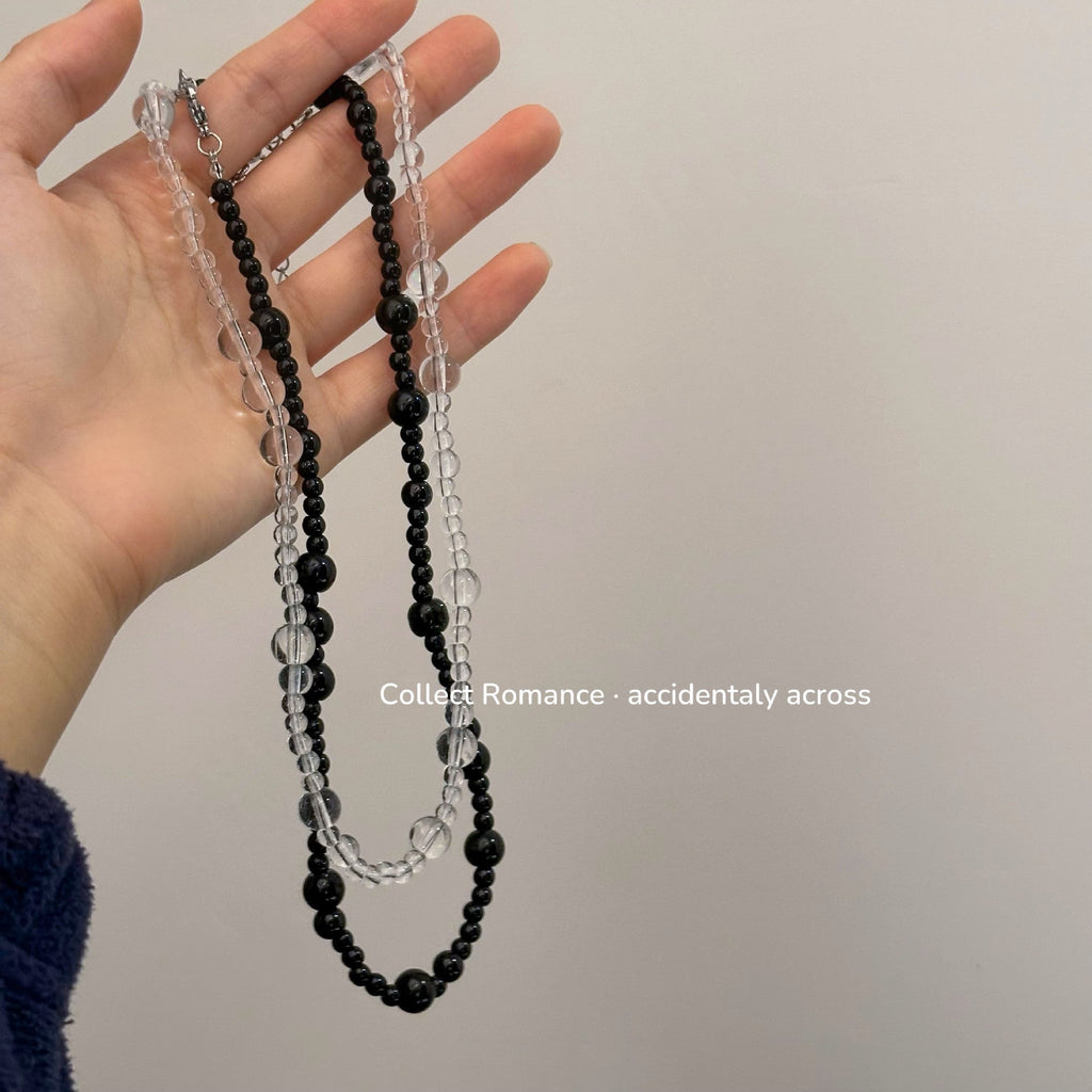 Pearl Necklace Round Black Color Glass Pearl Necklace