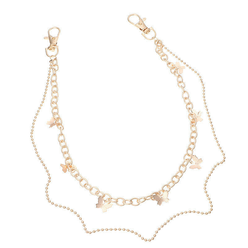 Multilayer butterfly Punk Metal Pants Waist Chain