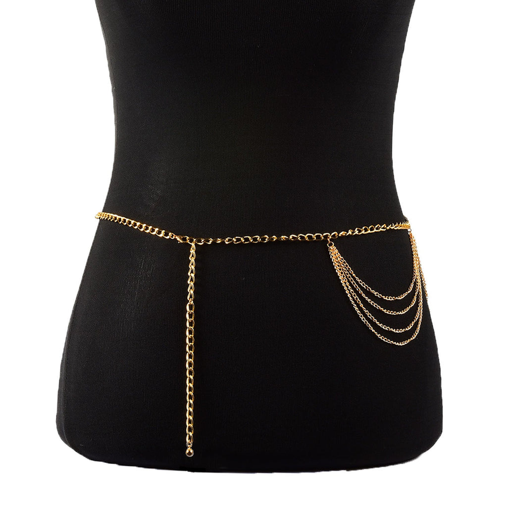 Sexy Beach Bikini Thin Belly Chain Simple Geometric Exaggerated Fringe Waist Chain Jewelry