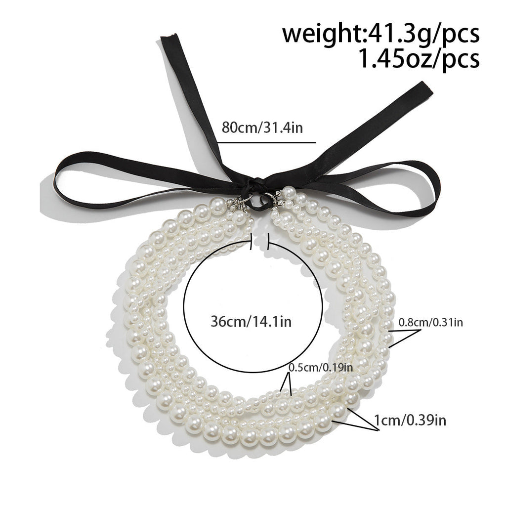 Elegant Multilayer Imitation Pearl Chain Necklace Women