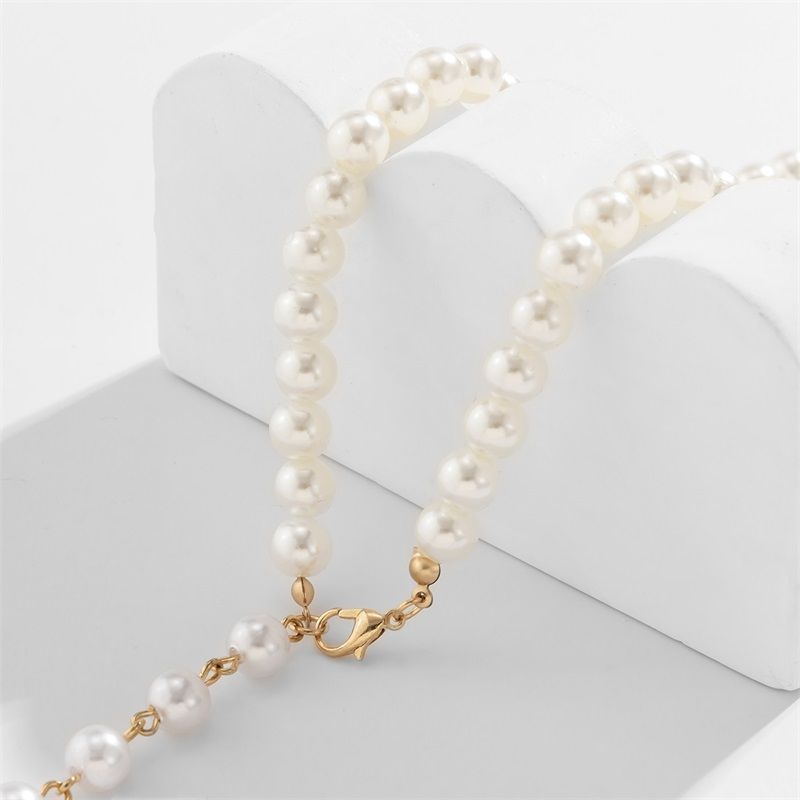 Simple Pearl Beads Long Tassel Pendant Necklace