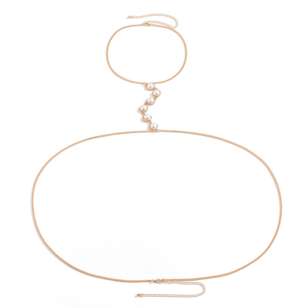 Sexy Body Chain Pearl Layered Bra Chain