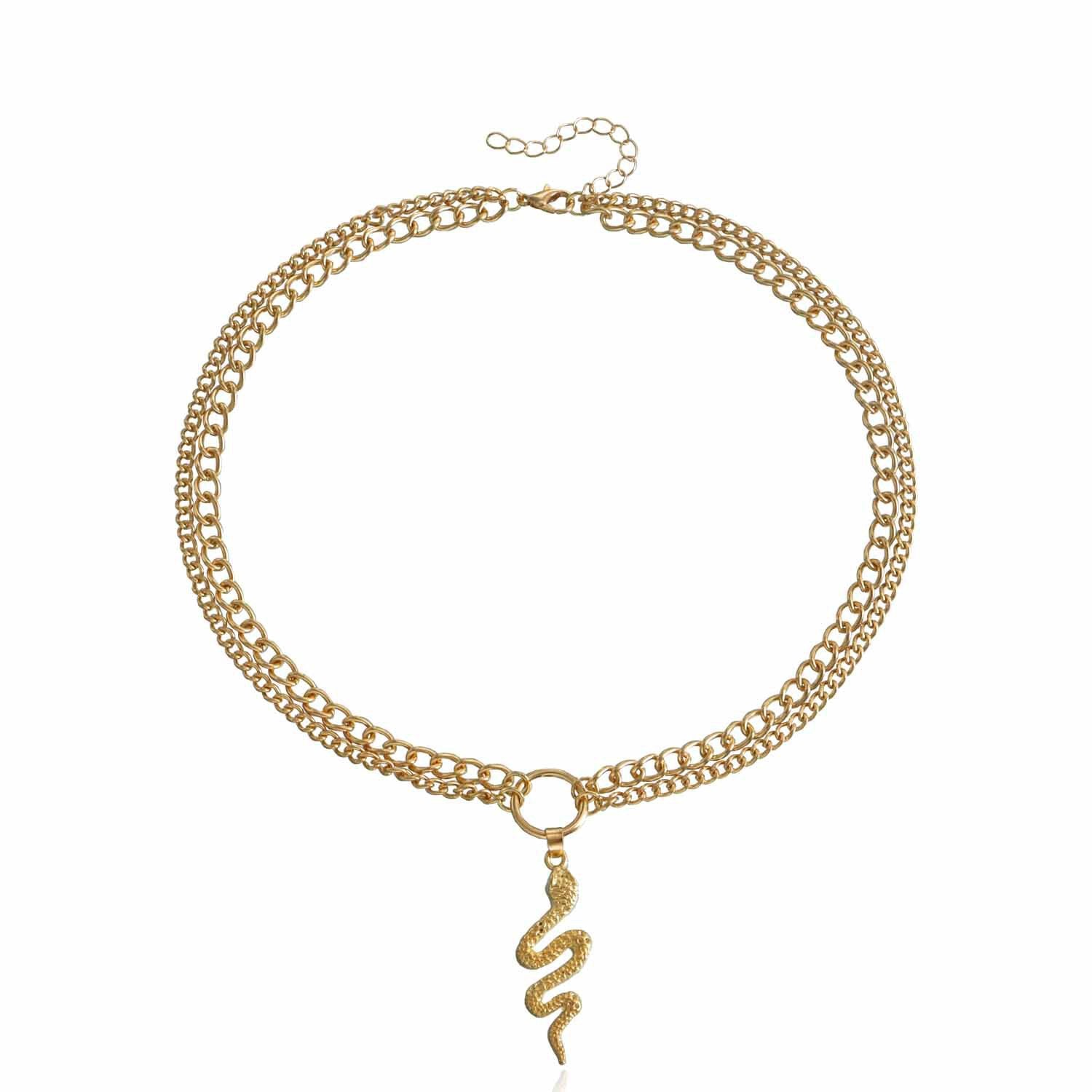 Snake Shaped Pendant Necklace Creative Punk Cuban Chain