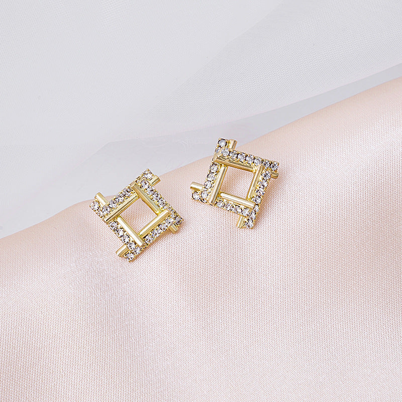 Square Crystal Rhinestone Stud Earring
