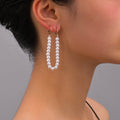Vintage Large Round Bead Hoop Earrings