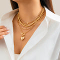 Multi Layer Chain Necklace Silver Round Beaded Necklace