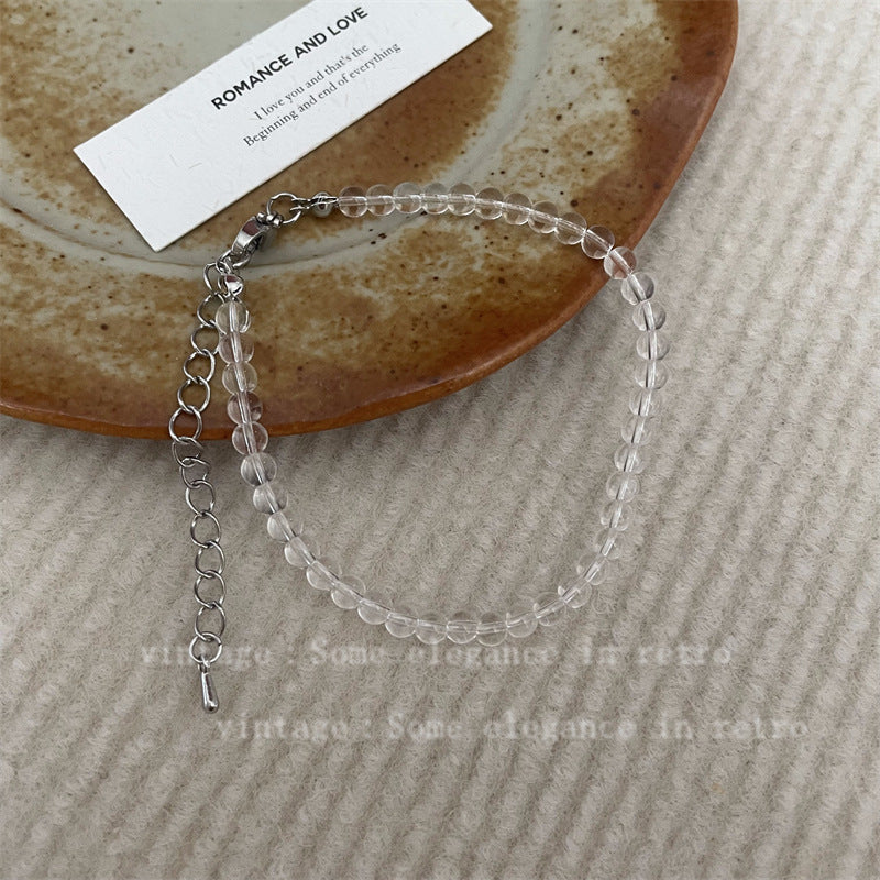 Round Clear Pearl Beads Strand Necklace