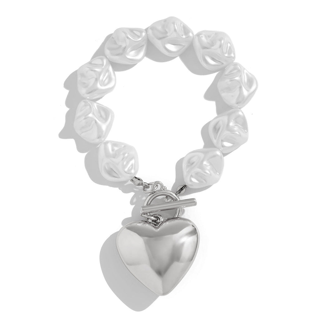Baroque Imitated Pearl Peach Heart Pendant Necklaces/Bracelets