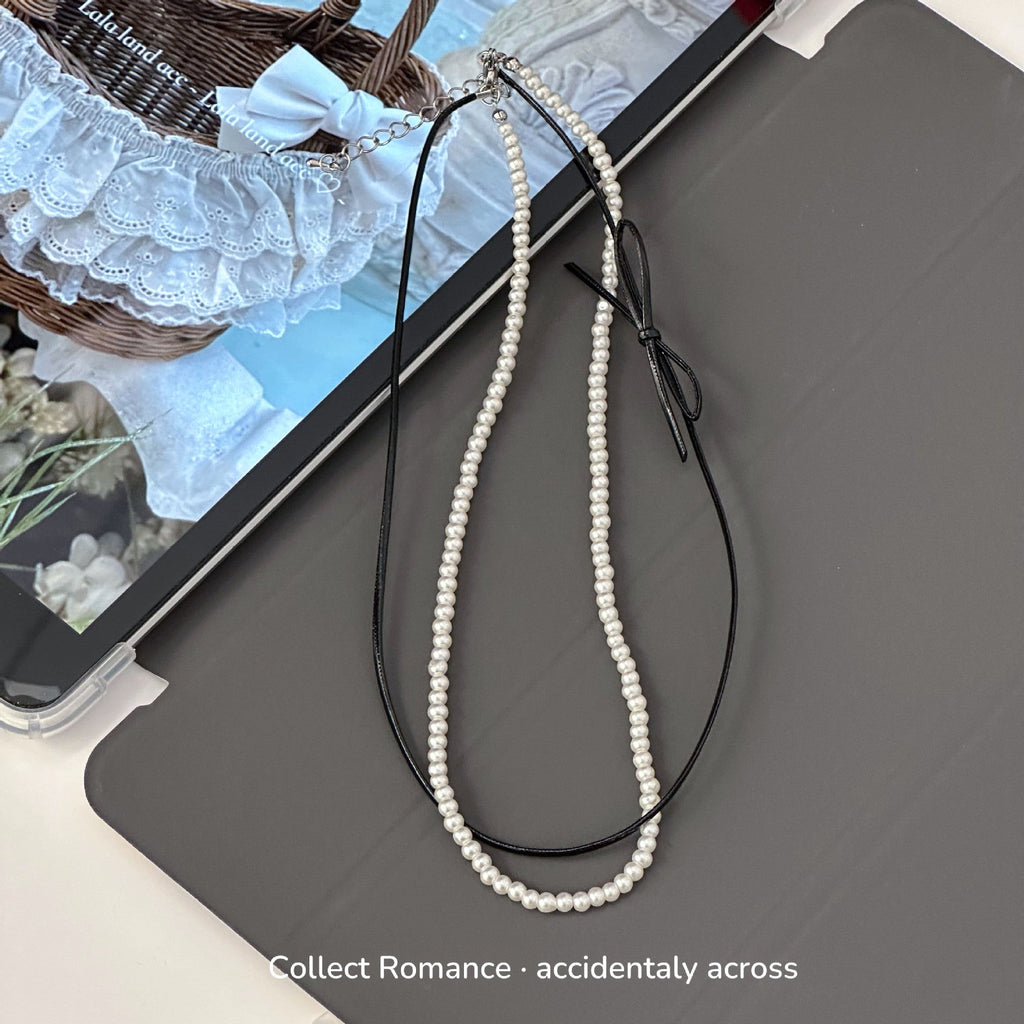 Fashion Beaded BowKnot Necklace Lovely Pearl Chokers Necklace