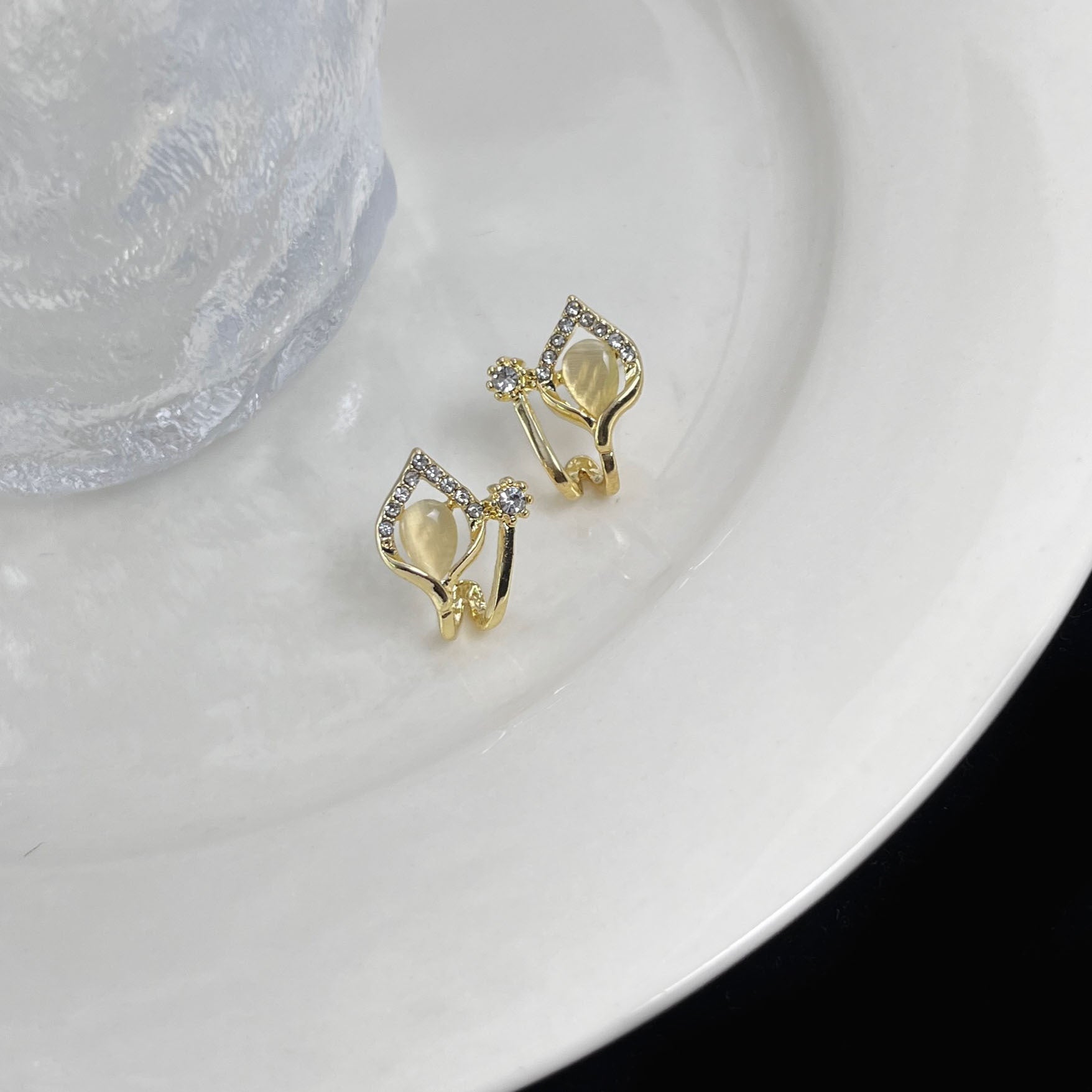 Geometric Opal Stud Earrings