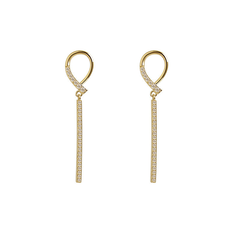 Long Rhinestone Tassel Drop Earrings
