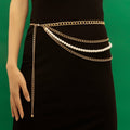 Women Metal Belts Chain Chunky Multi Layer Pearl Waist Chain Belt