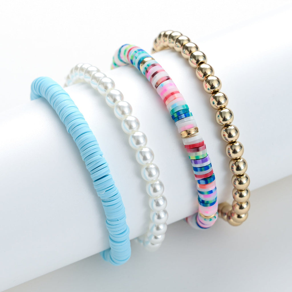 Bohemian Beaded Stretch Bracelets Colors Clay Beads