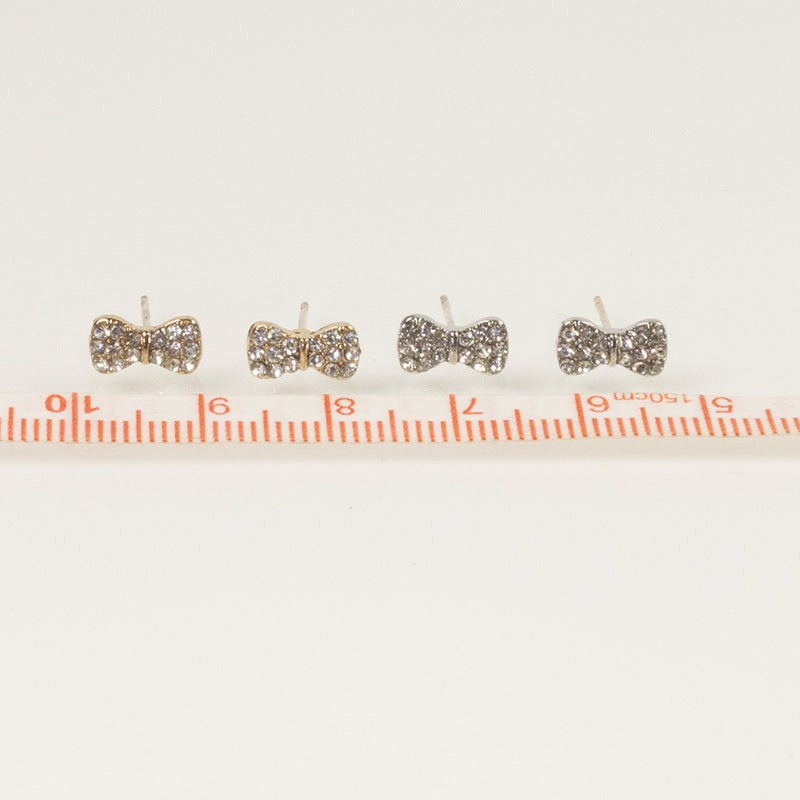 Crystal Rhinestone Bow Knot Stud Earrings