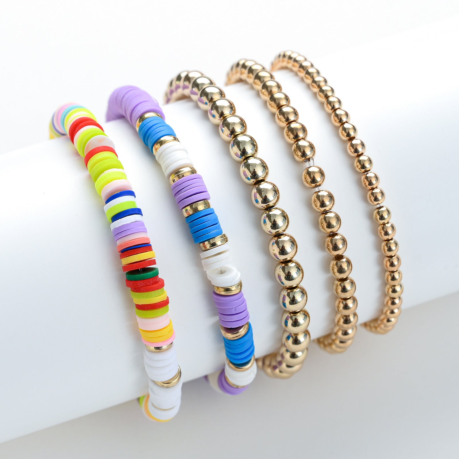 Bohemian Beaded Stretch Bracelets Colors Clay Beads