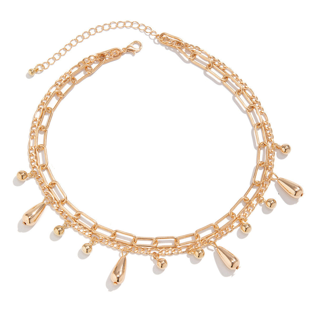 Hip Hop Droplet Comma Pendant Necklace Bracelet Set