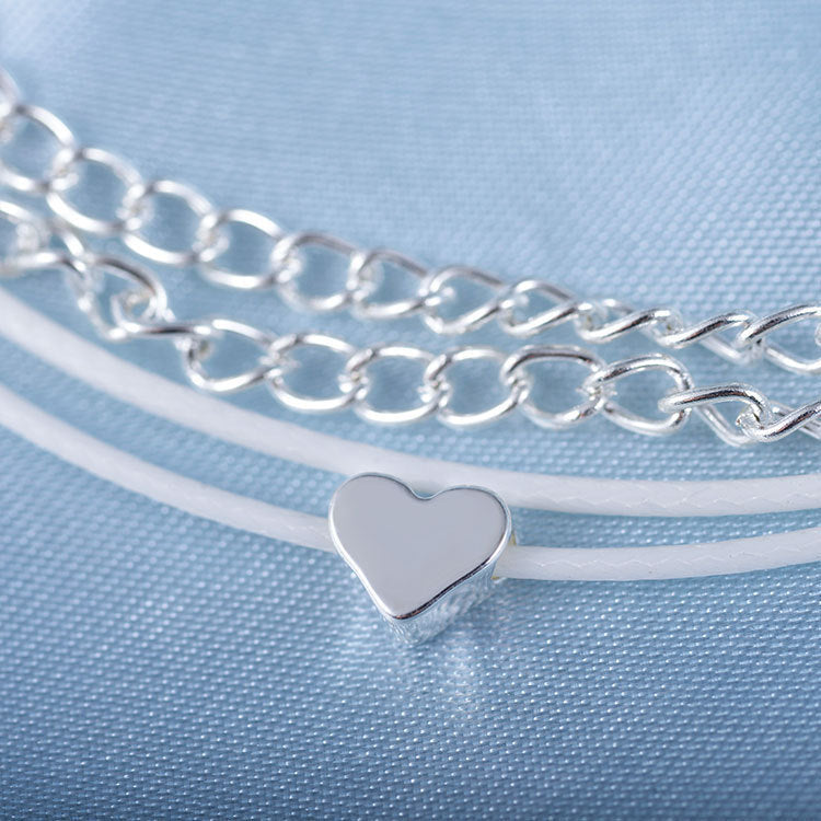 Beach Love Heart Multi-layer Anklet Jewelry