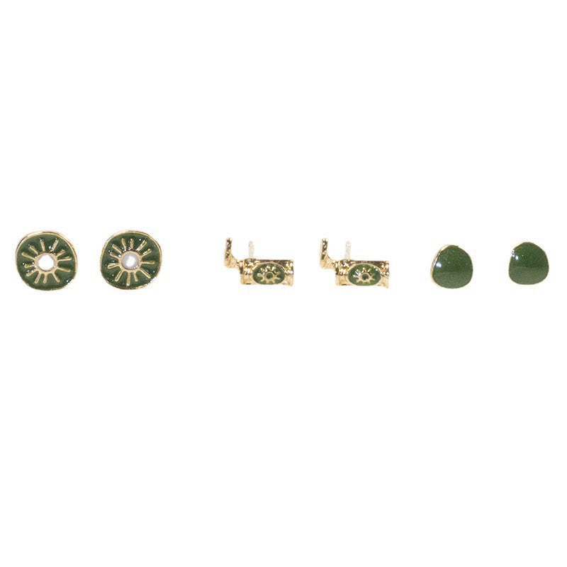 Summer cocktail Kiwi stud earrings set