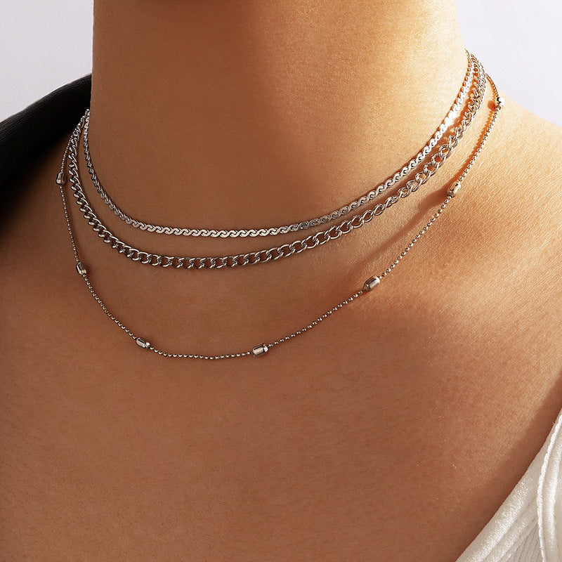 Multi Layered Bead Chain Necklace for Women