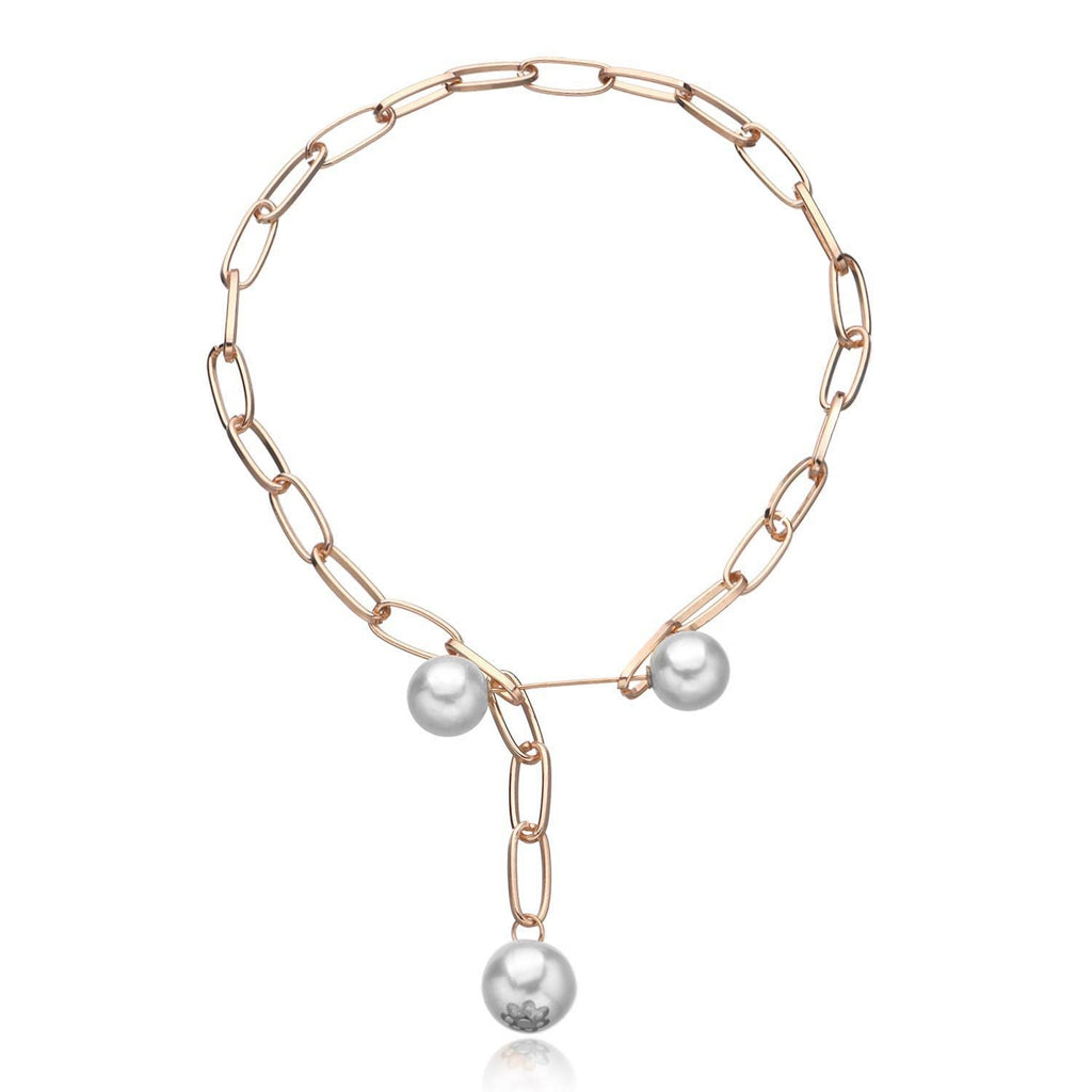 Exaggerated Brooch Pearl Pendant Multi Layer Necklace