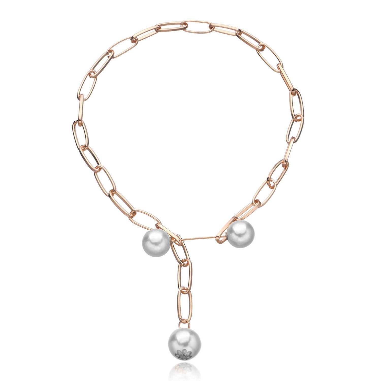Exaggerated Brooch Pearl Pendant Multi Layer Necklace