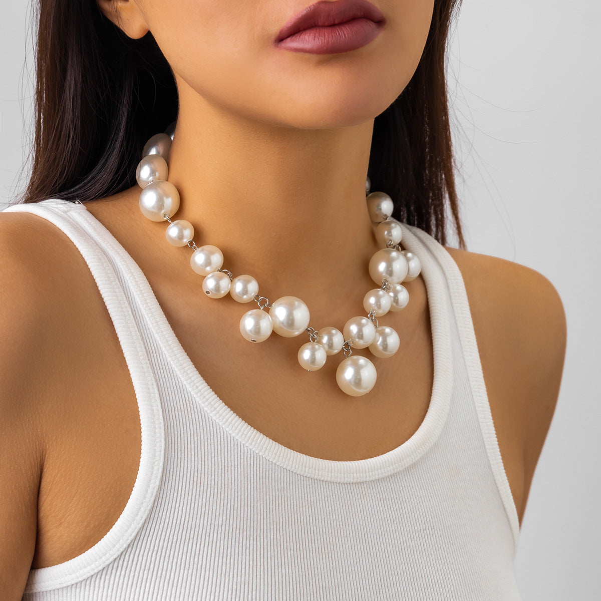 Punk Style Pearl Short Choker Necklace for Women