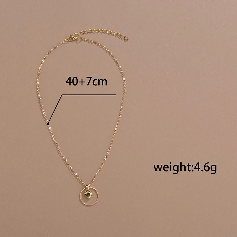 Circle Heart Charm Necklace
