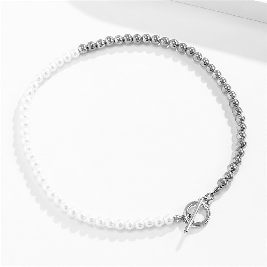 Beads Pearl OT Buckle Necklace