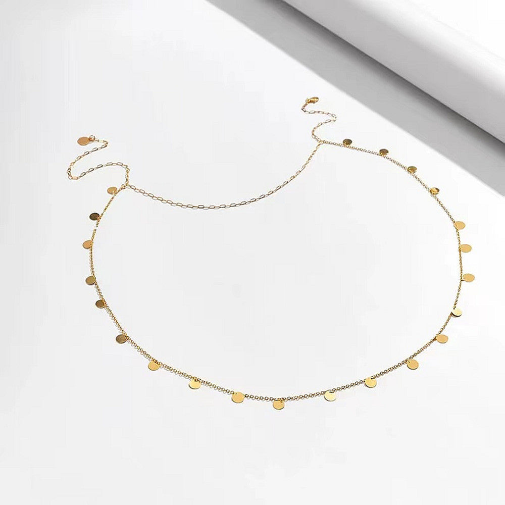Bridal Beach Back Chain Sequin Pendant Necklace