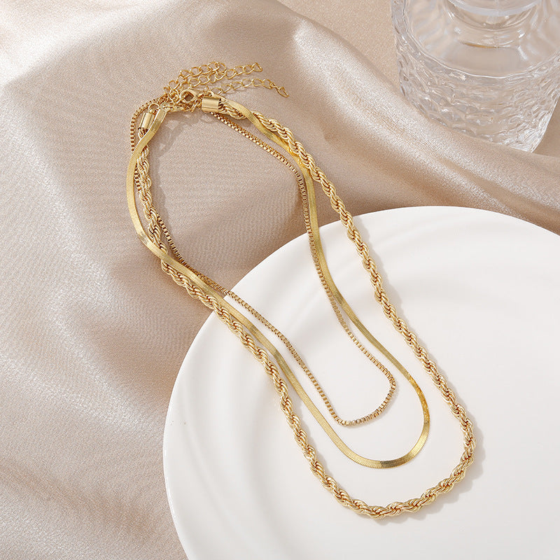 Multi Layered Twists Chain Necklaces