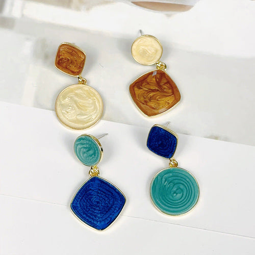 Asymmetric Blue Sky Round Earrings