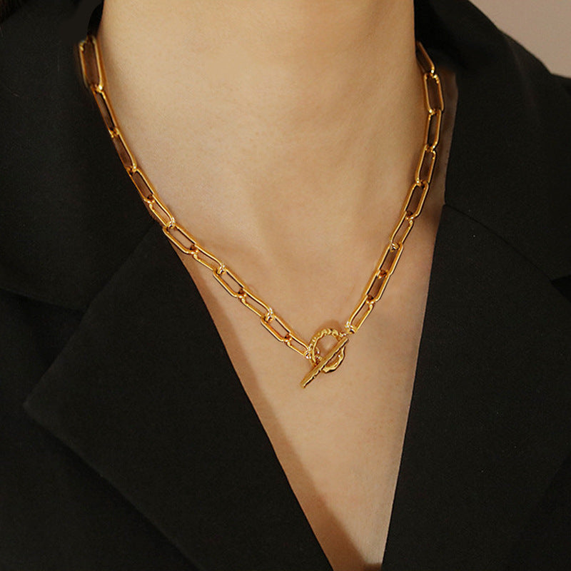 Thick Wide Toggle Clasp Link Chains Chunky Necklace