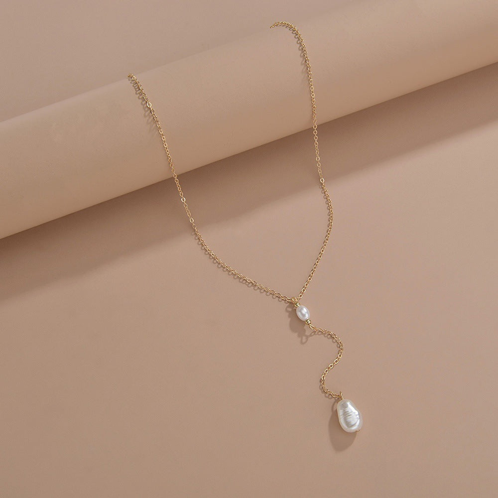 Women Pearl Sweater Chain Necklace