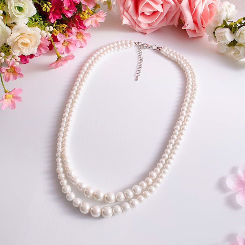 Multi-Layer Pearl Statement Bridal Choker Necklace for Wedding Party Jewelry