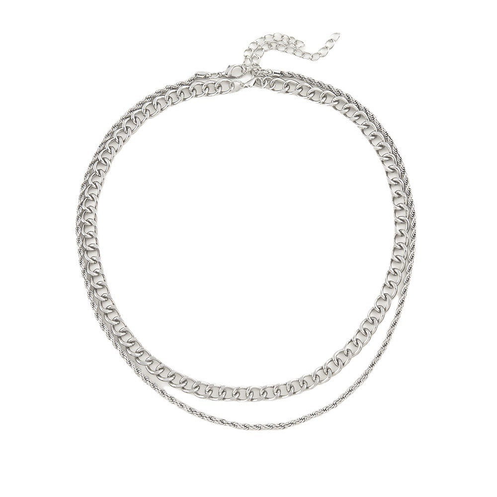 Men Hip Hop Jewelry Multi Double 2 Layers Chain Necklace