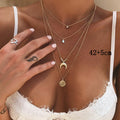 Multi-layer Necklace Moon Pendant