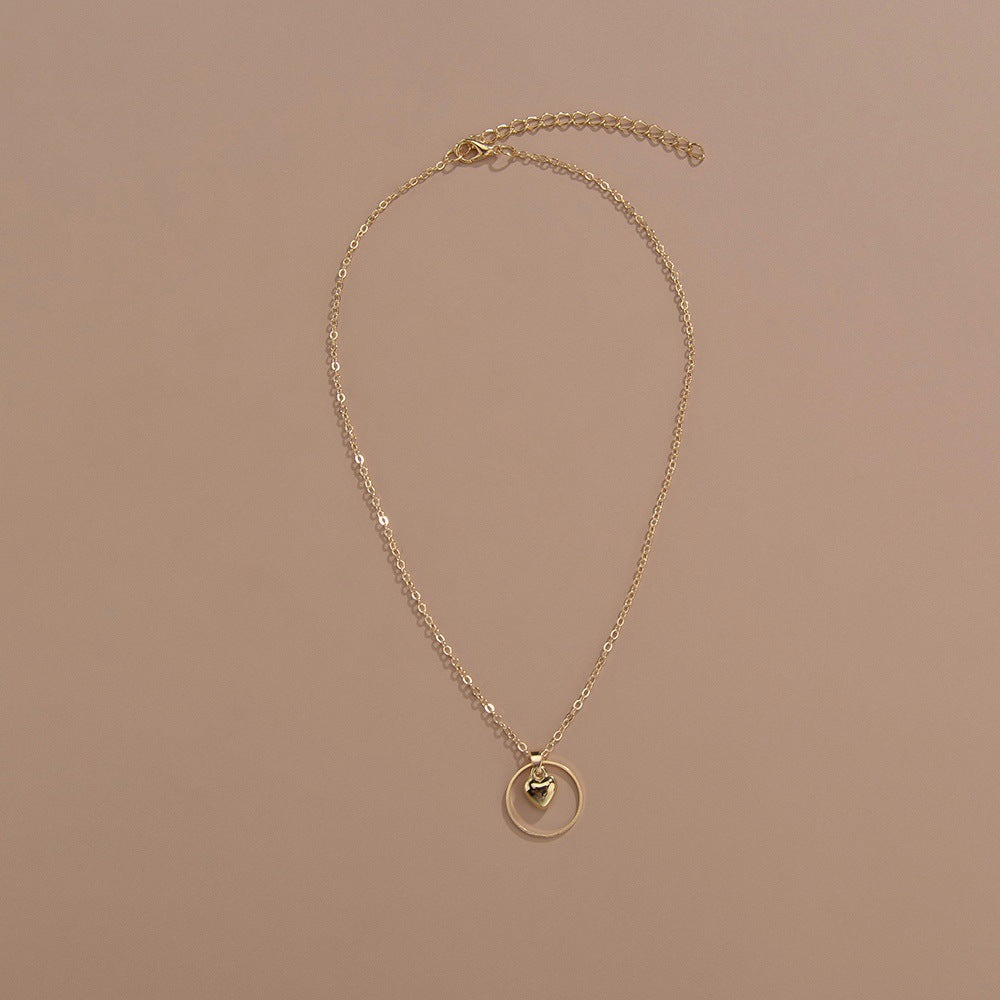 Circle Heart Charm Necklace
