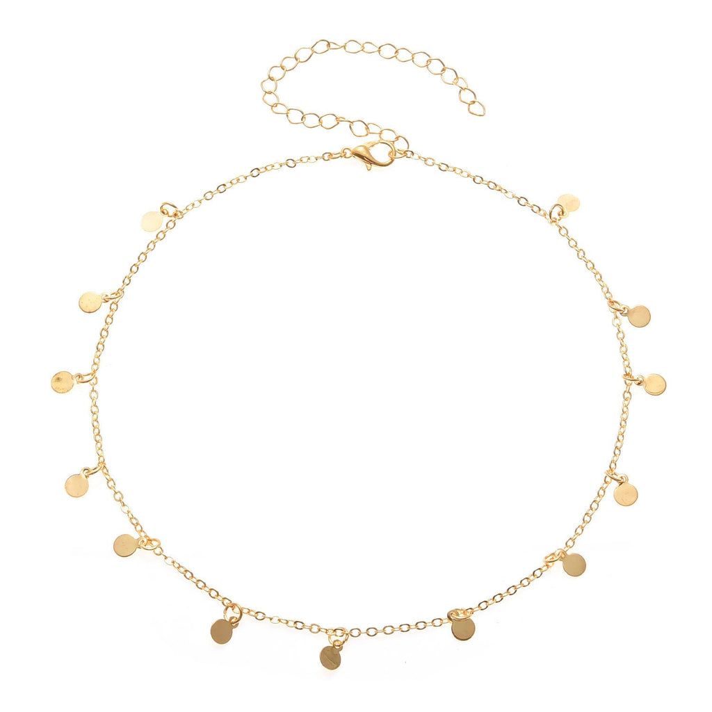Geometric Round Disc Clavicle Pendant Chain Retro Necklace