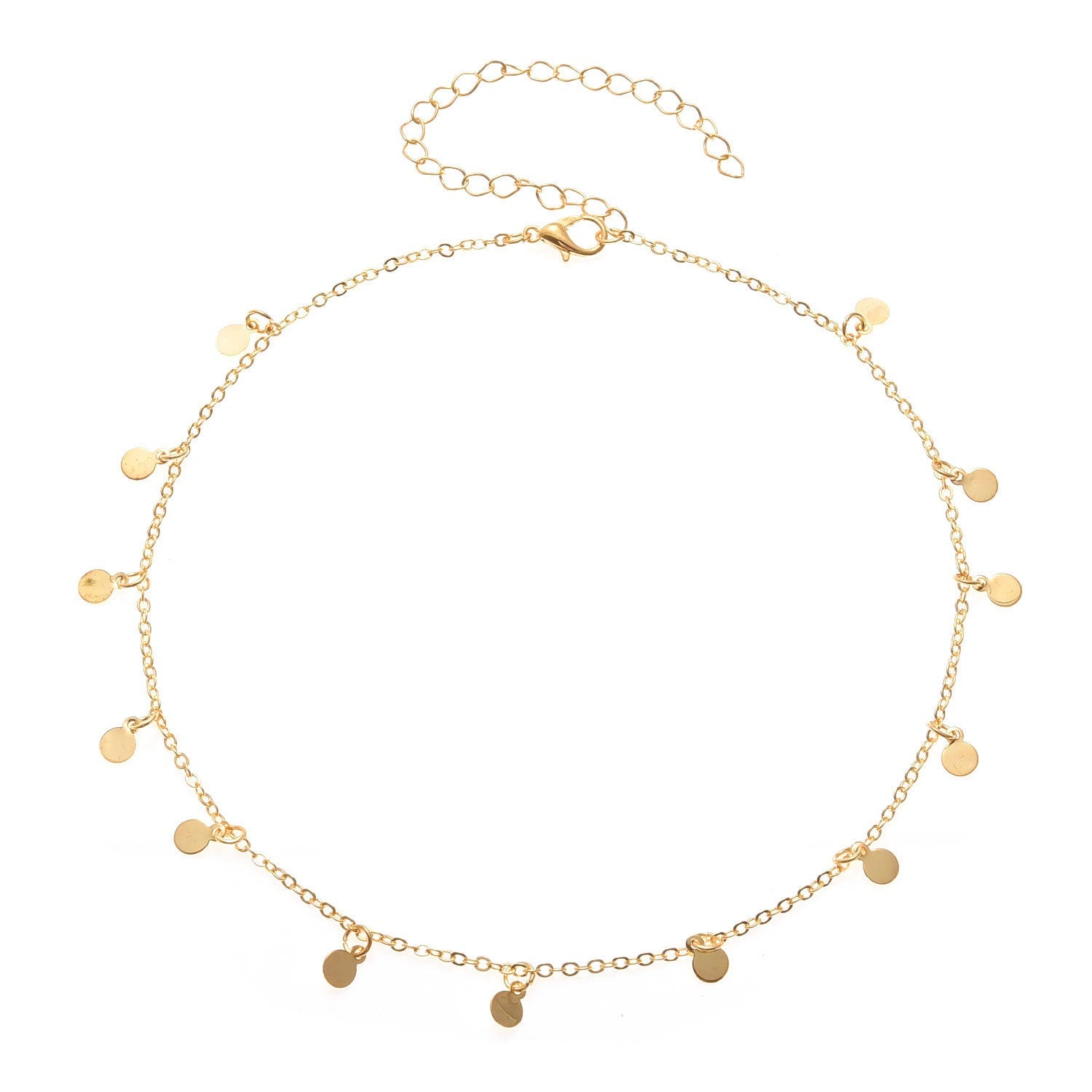 Geometric Round Disc Clavicle Pendant Chain Retro Necklace