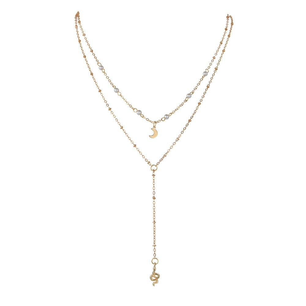 Bohemian Multi-layer Moon Bead Chain Sequins Necklace