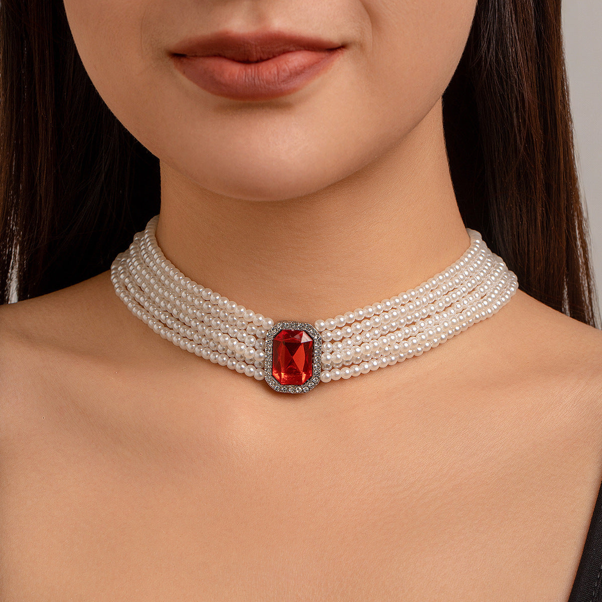 Elegant Multi Layered Layered Stone Necklace